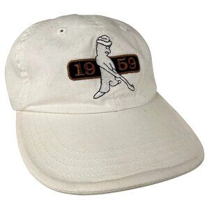 VTG Mr Ping Golf Hat 1959 Embroidered Logo Adjustable Hook & Loop White Cotton